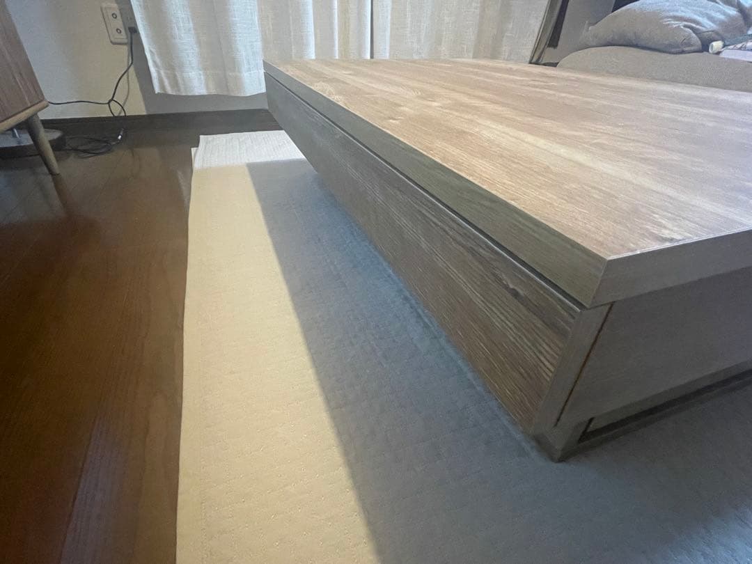 ★値下げ・送料込み★【ほぼ未使用】木目調ローテーブル・収納付き【幅110】