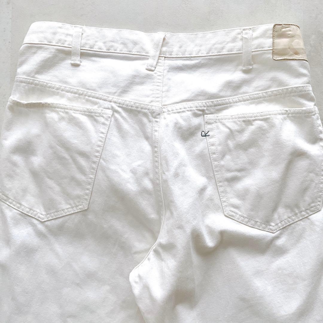 現行✨極美品　ライ麦デニムのクロスオーバーパンツ　ホワイト　R刺繍　大きいサイズ