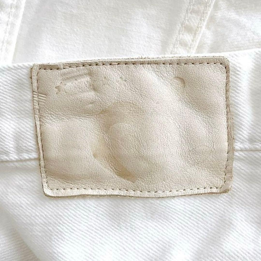 現行✨極美品　ライ麦デニムのクロスオーバーパンツ　ホワイト　R刺繍　大きいサイズ