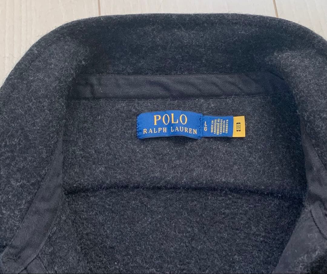 ラルフローレン シャツジャケット L ウール グレーミリタリー NAVY RRL