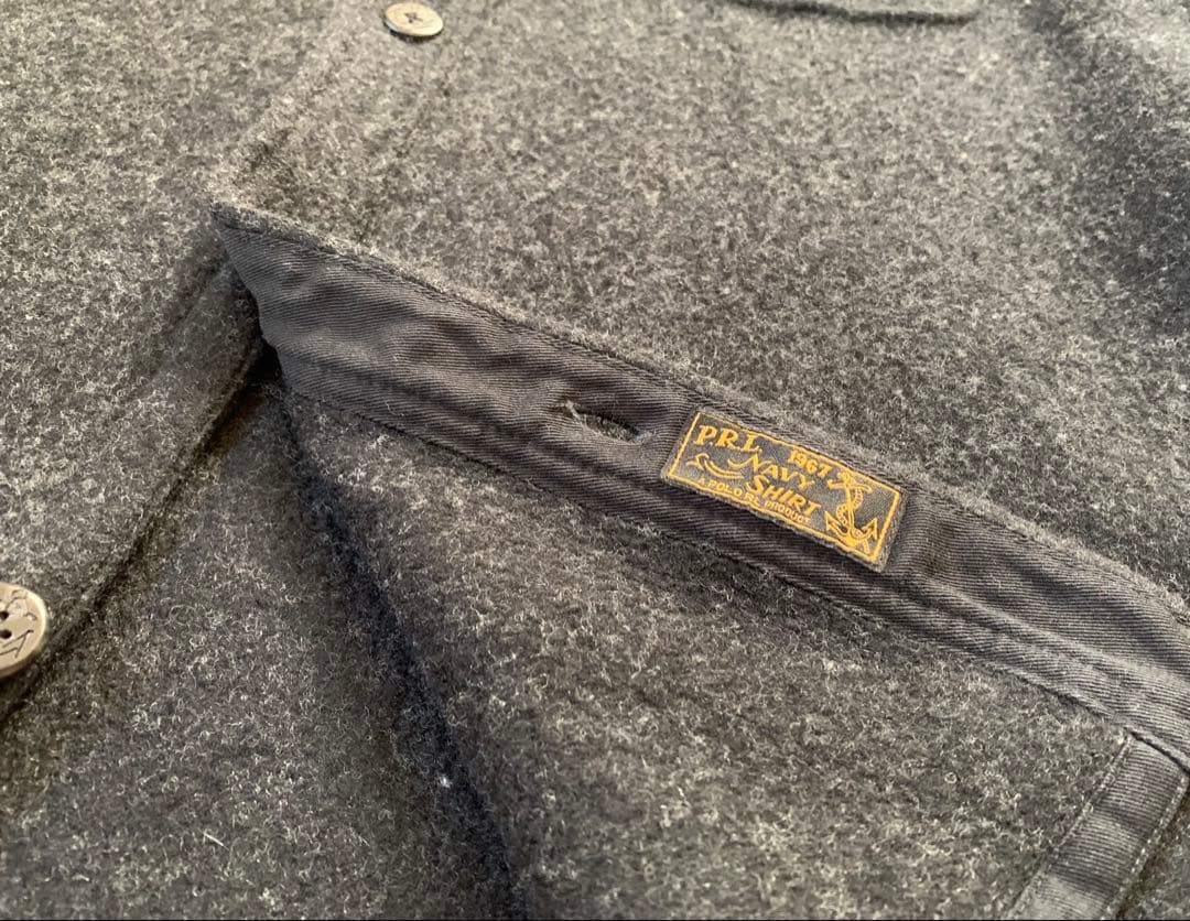 ラルフローレン シャツジャケット L ウール グレーミリタリー NAVY RRL