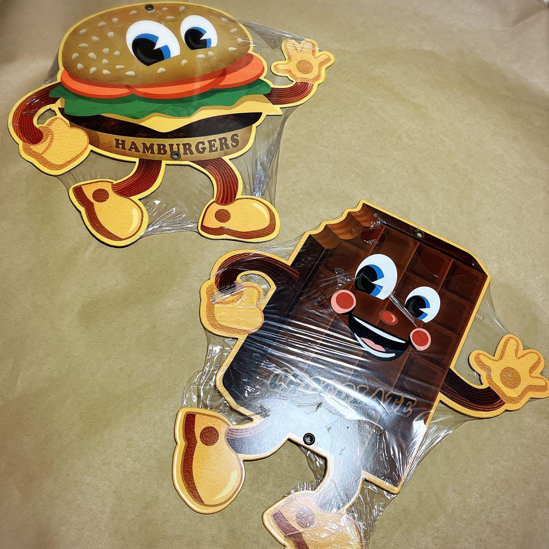 ハンバーガー チョコレート 2点セット アメリカン雑貨 レトロ看板 ブリキ看板