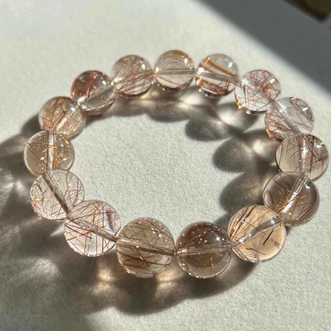 j*r様 【新品未使用】透明感抜群 オレンジルチルクォーツ グラデブレスレット