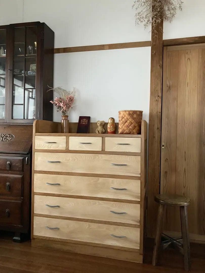 古道具・古家具・ヴィンテージ　木製チェスト　引き出し　箪笥　タンス　収納　無垢材