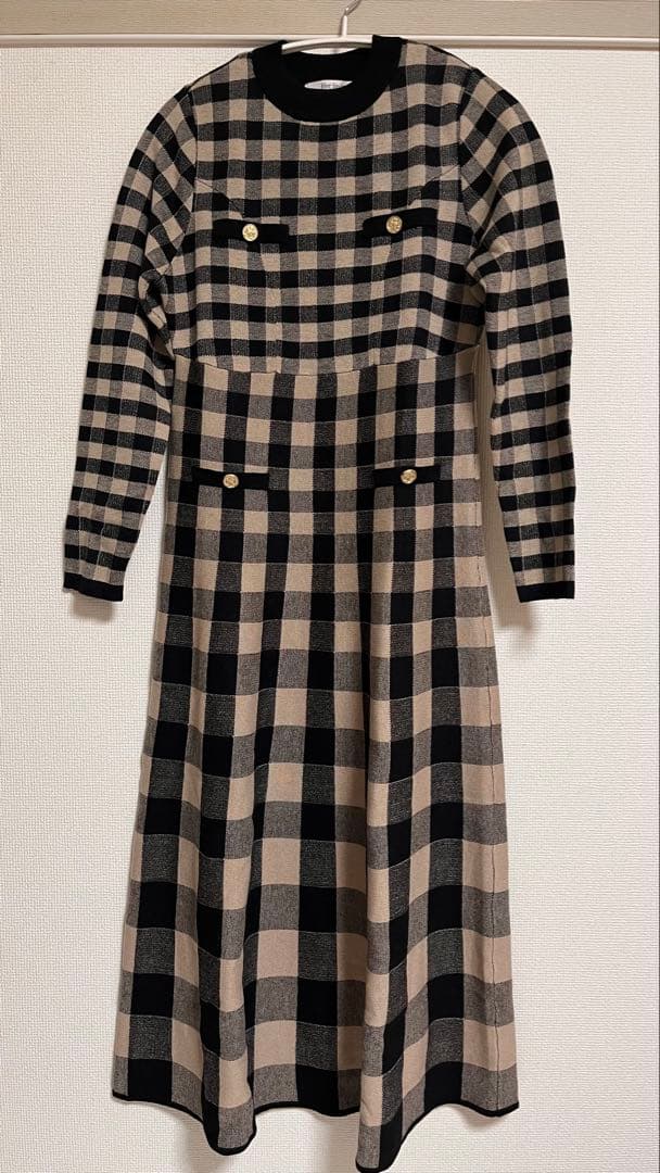 Herlipto Plaid Jacquard ニットワンピース Mサイズ