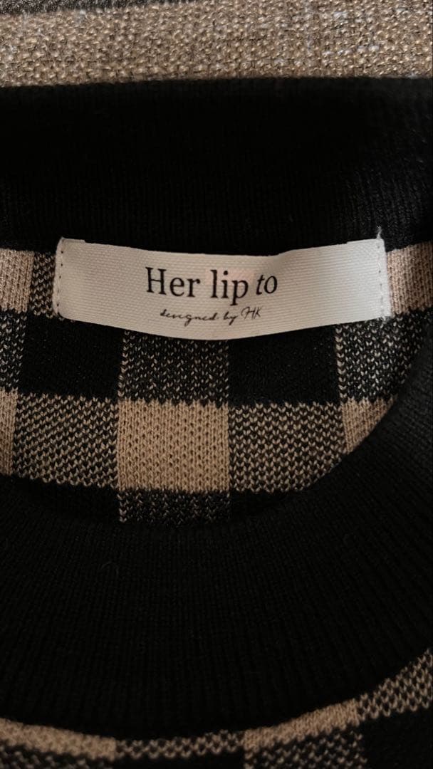 Herlipto Plaid Jacquard ニットワンピース Mサイズ
