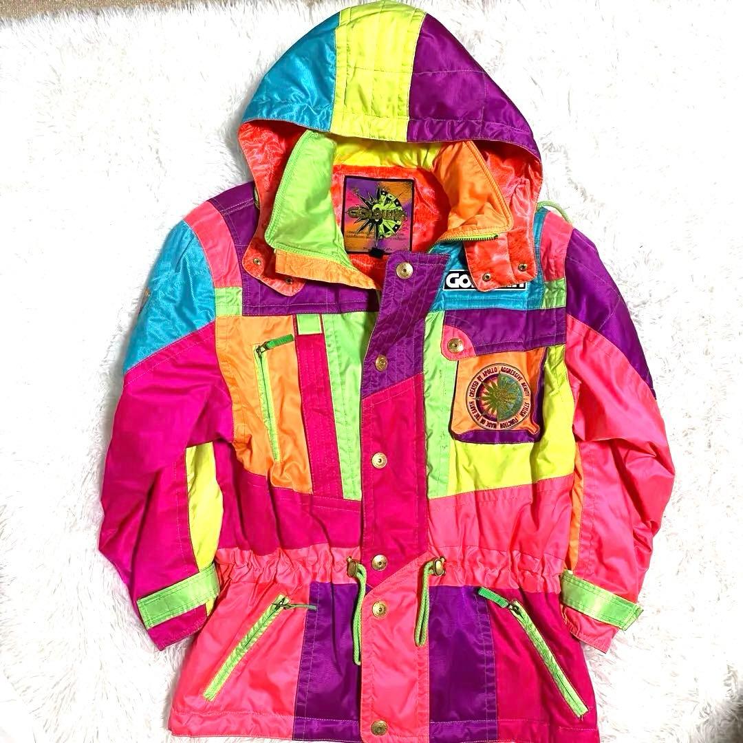 90s GOLDWIN クレイジー配色 スキーウェア 上下セット 総柄 レトロ