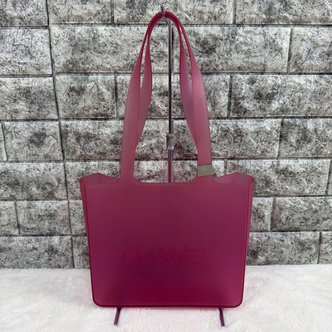 美品 CHANEL シャネル ピンク ラバー トートバッグ