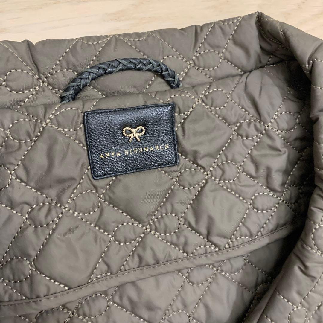 アニヤハインドマーチ　キルティングコート　リボン柄　ブラウン　中綿入り