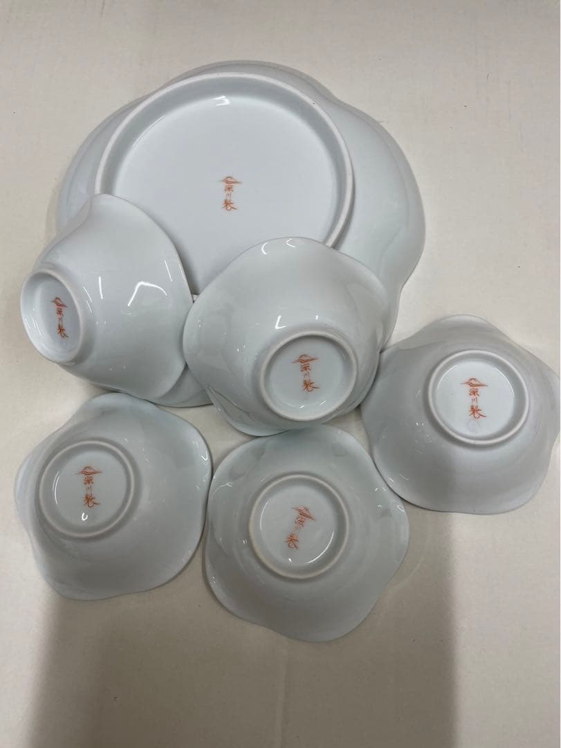深川製磁  ( 寿赤絵 ) 大皿 1枚　小皿 5枚    6点セット