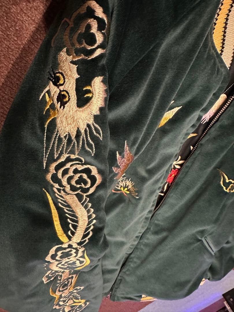 テーラー東洋　スカジャン 緑色 別珍　イーグル