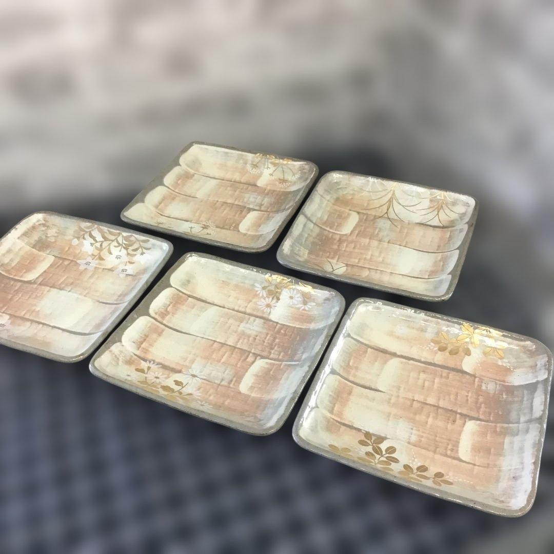 たち吉　金彩草花　盛皿　角皿　桐箱　橘吉　タチキチ　6枚セット