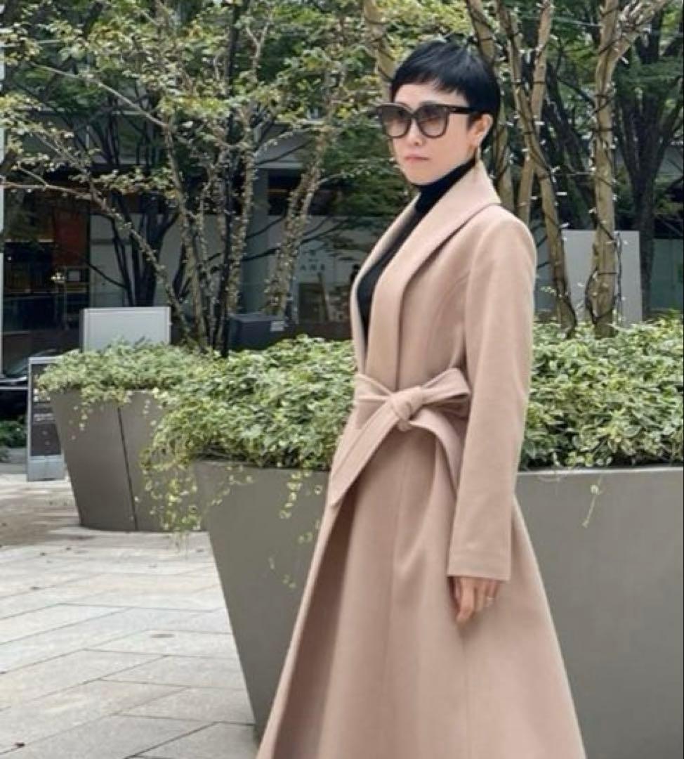 【店クリーニング済】JENNE日本製ウールコートSライトベージュ