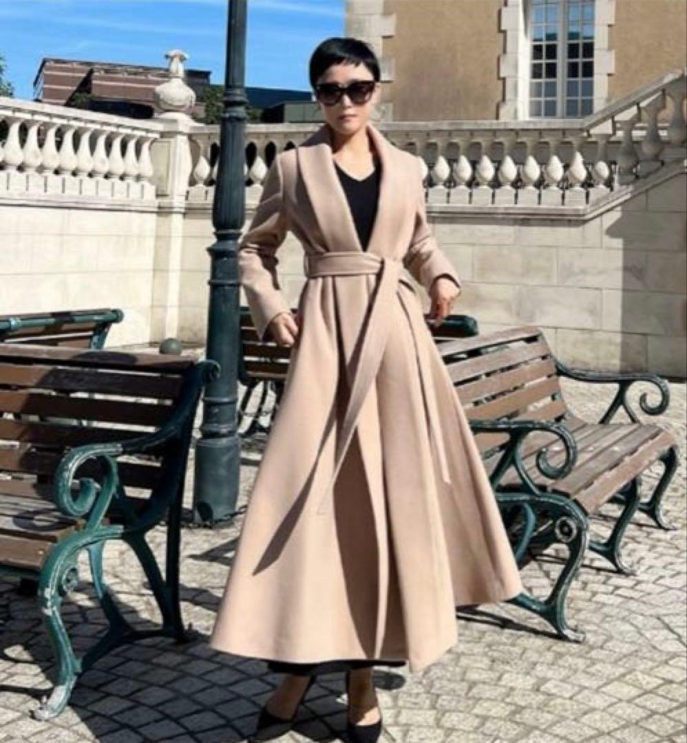 【店クリーニング済】JENNE日本製ウールコートSライトベージュ