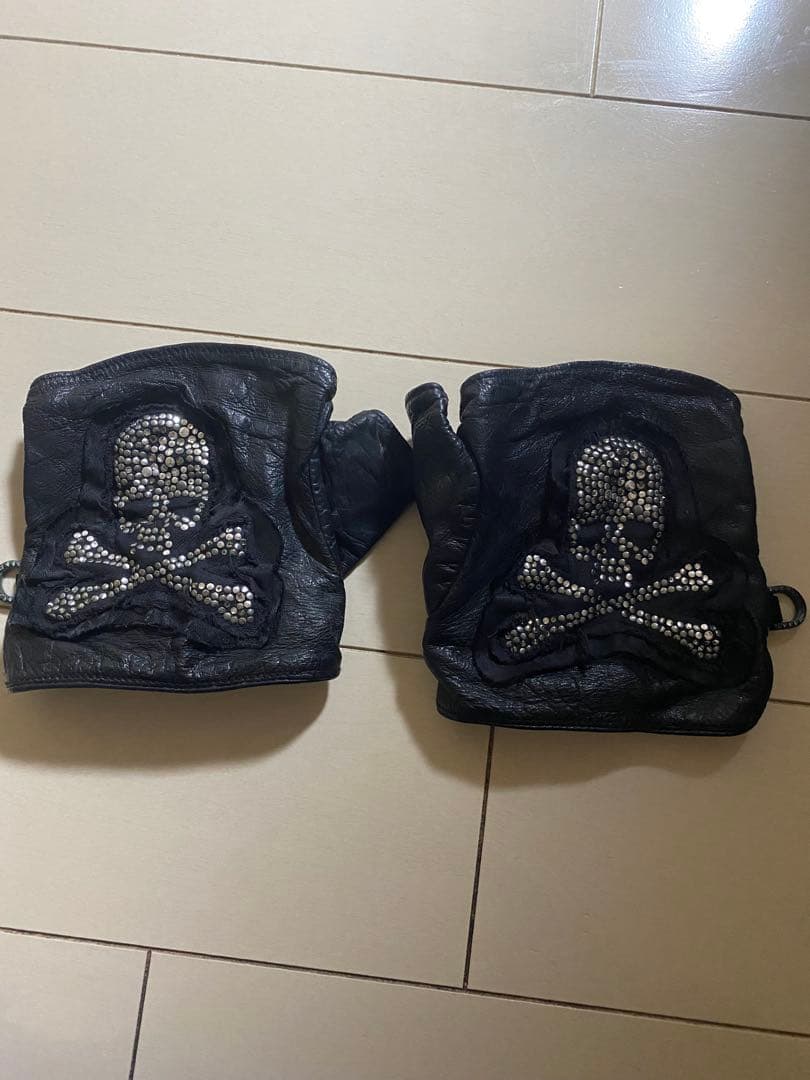 【初期レア】Roen ロエン スカル スワロフスキー レザー 指なしグローブ