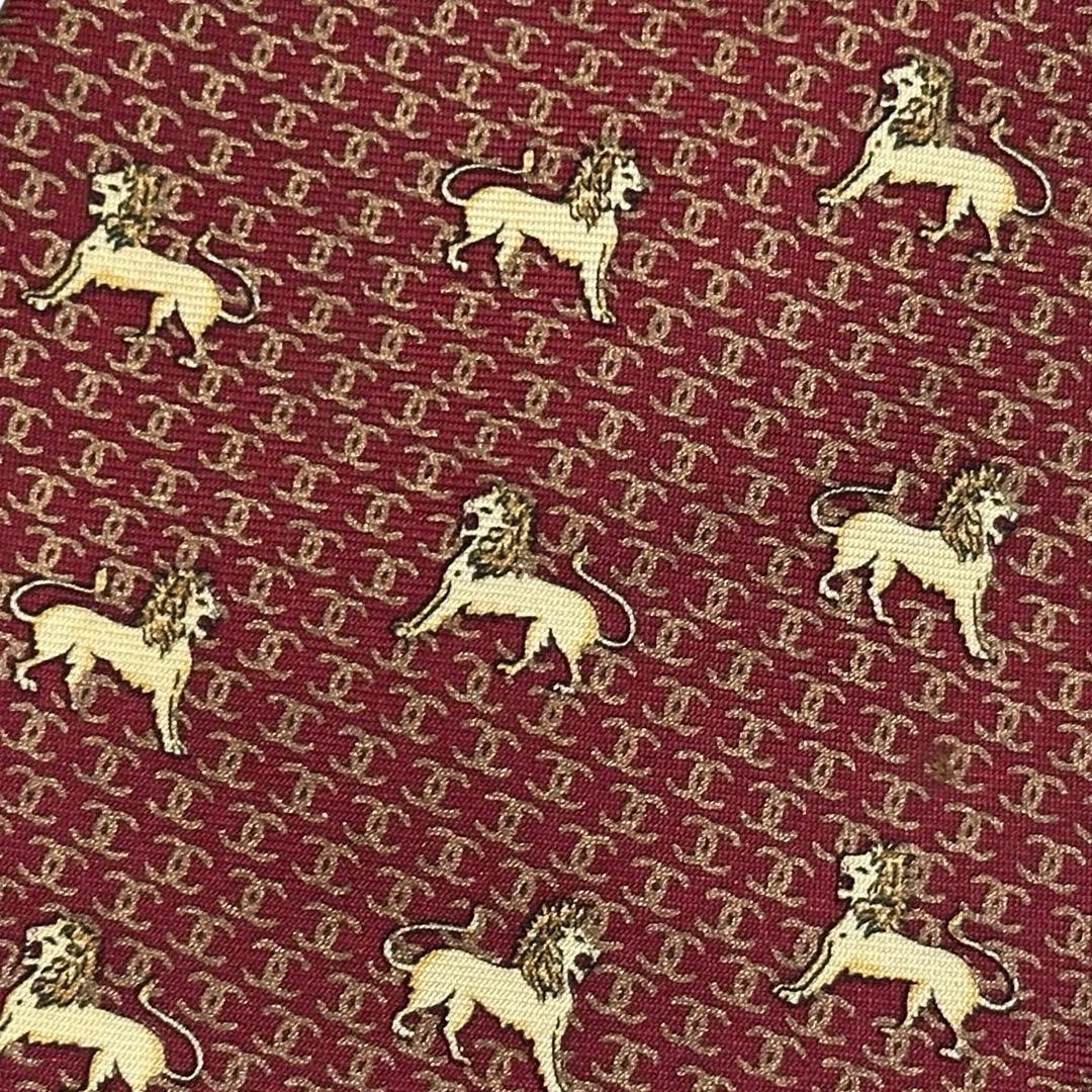 良品✨CHANEL ネクタイ　シャネル　ココマーク　ライオン　ボルドー　【D】