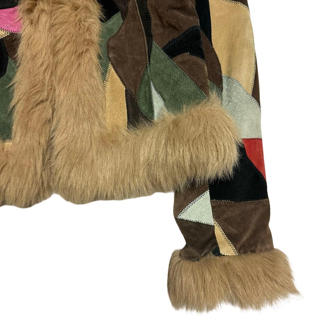 fur leather jacket Y2K japanese label 平成