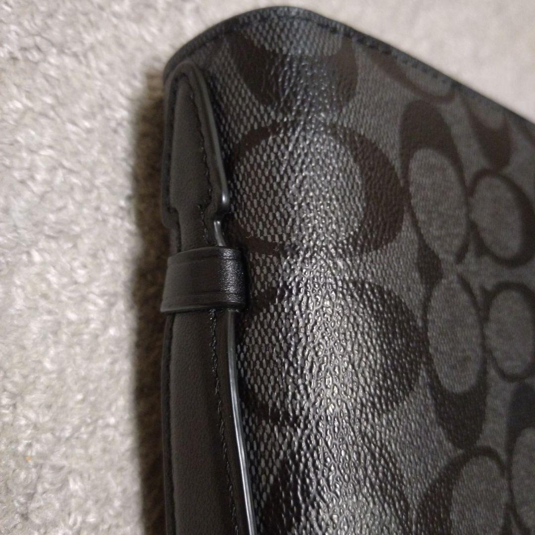 COACH 長財布 ラウンドファスナー長財布 シグネチャー柄 ブラック