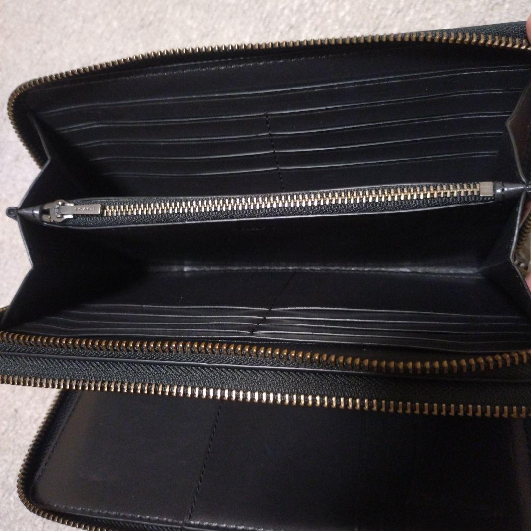 COACH 長財布 ラウンドファスナー長財布 シグネチャー柄 ブラック