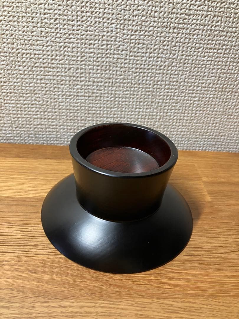 未使用　　黒漆　輪島　漆器作家　石畑哲雄　高坏　高台皿　漆塗り　4寸弱