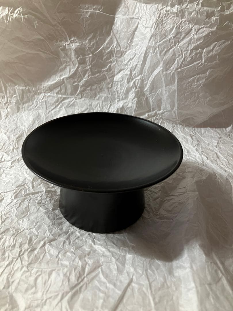 未使用　　黒漆　輪島　漆器作家　石畑哲雄　高坏　高台皿　漆塗り　4寸弱
