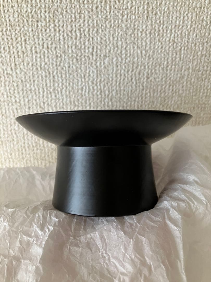 未使用　　黒漆　輪島　漆器作家　石畑哲雄　高坏　高台皿　漆塗り　4寸弱