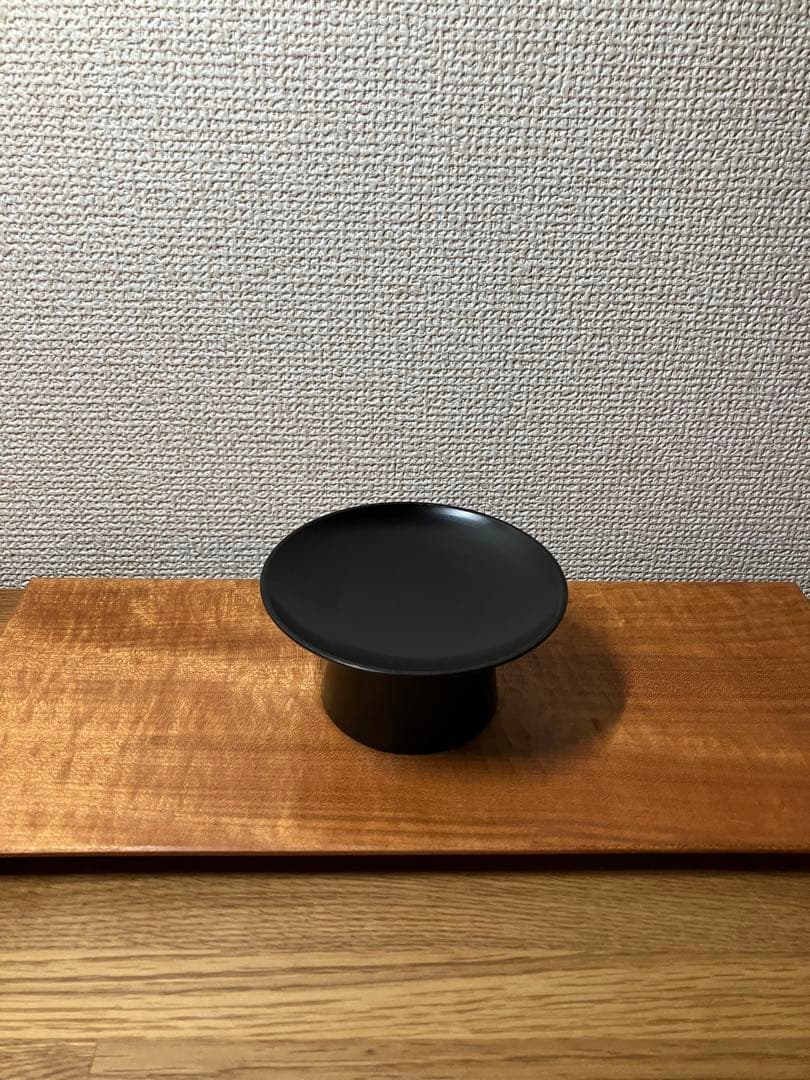 未使用　　黒漆　輪島　漆器作家　石畑哲雄　高坏　高台皿　漆塗り　4寸弱