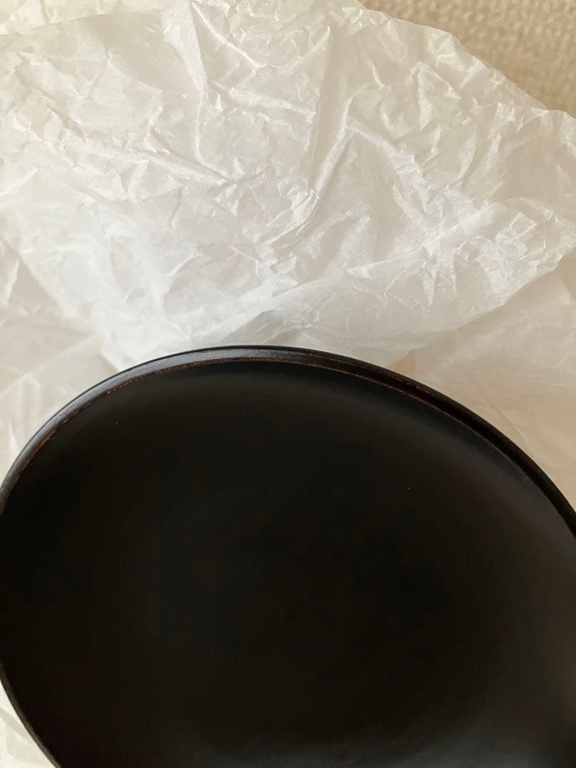 未使用　　黒漆　輪島　漆器作家　石畑哲雄　高坏　高台皿　漆塗り　4寸弱