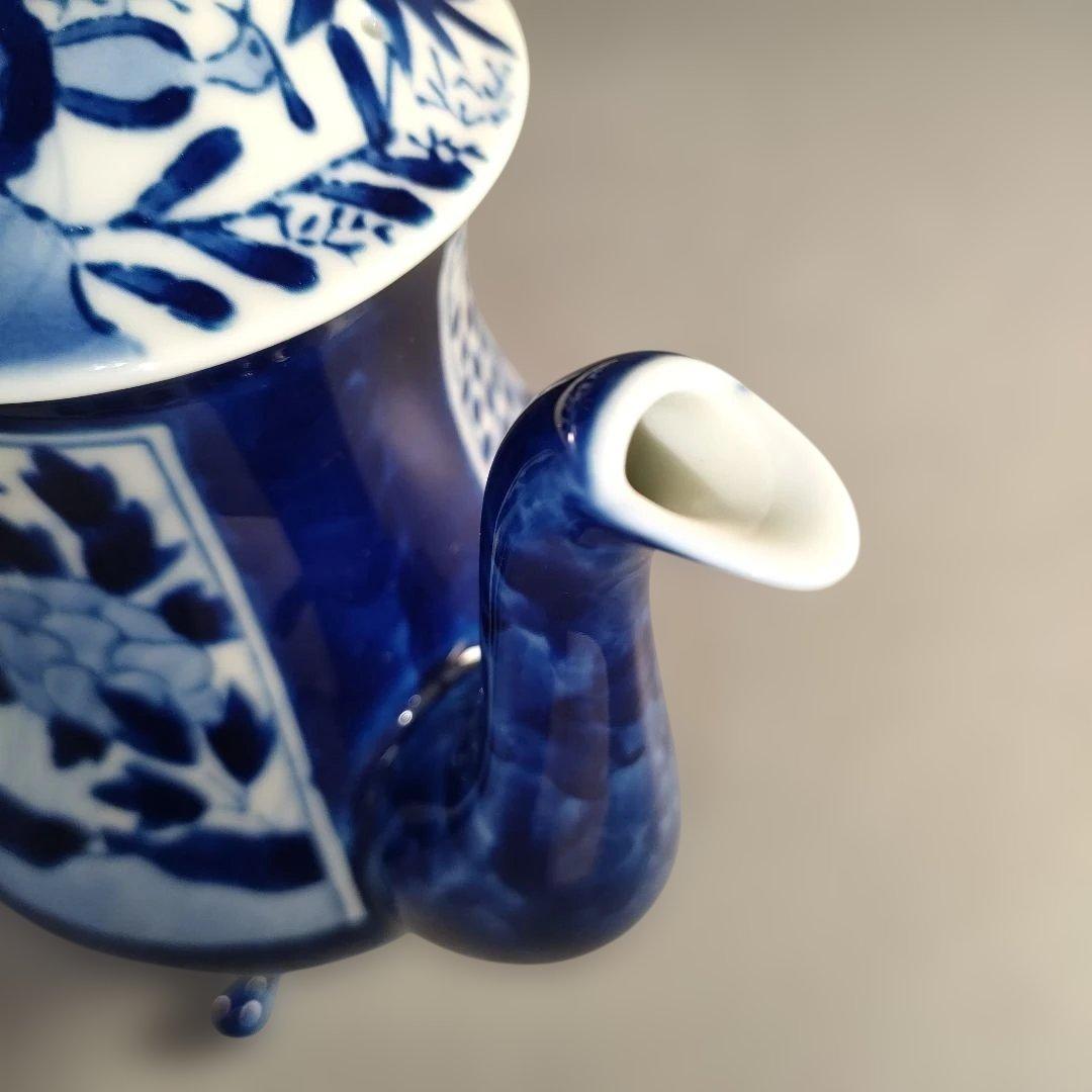 A1352-9/有田焼/深川製磁/染付花唐草文VOCポット/茶器/茶道具/煎茶器