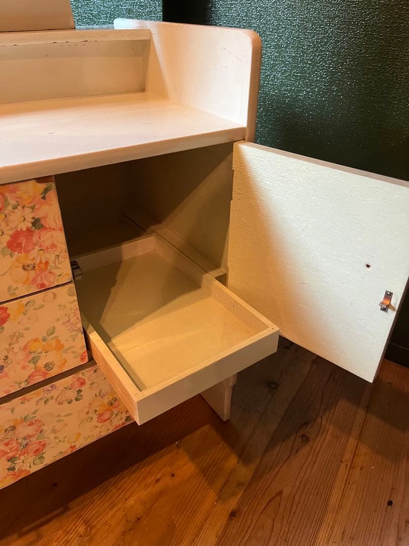 花柄 ドレッサー 鏡台 レトロポップ 昭和レトロ 当時物 インテリア チェスト