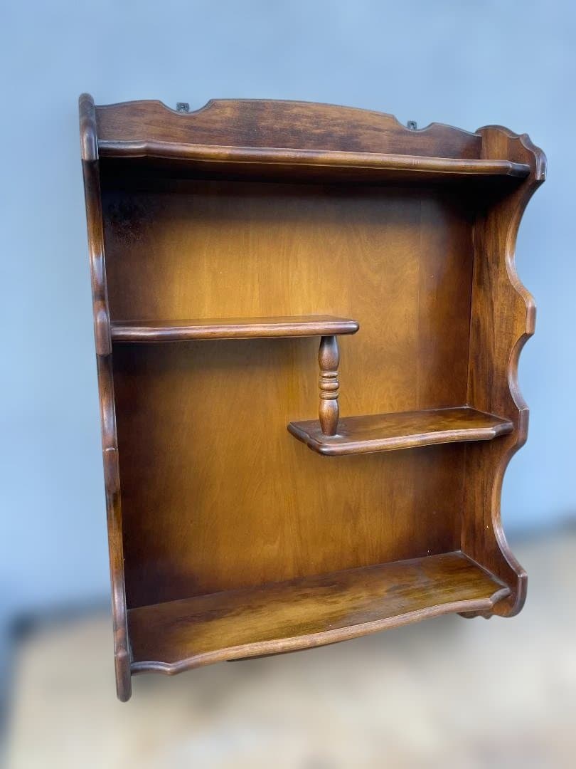 ★ オールド カリモク コロニアル ウォール ラック 壁掛 棚 86x62x15