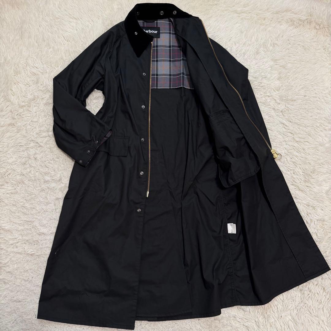 23年製極美品　バブアー　オーバーサイズバーレー　ロングコート　黒　マキシ丈