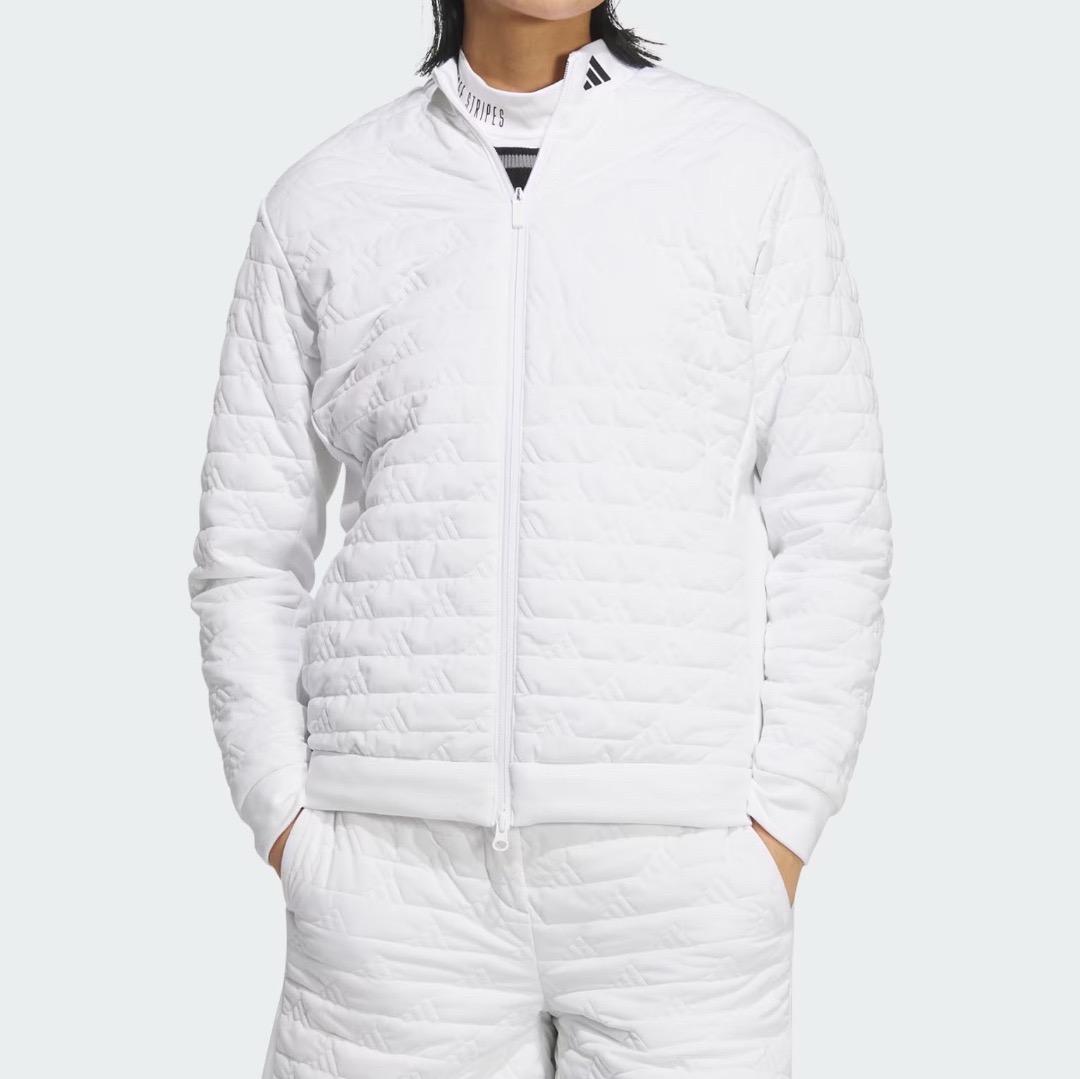 【M】秋冬 定価34,100円 アディダス ゴルフ 中綿 キルト セットアップ白