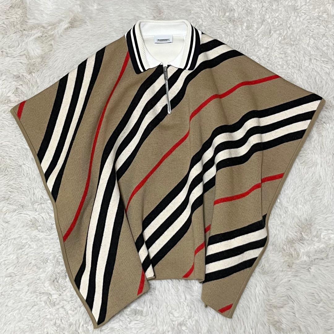 美品　現行　BURBERRY ポンチョ　ケープ　ニット　ノバカラー　キッズ　L