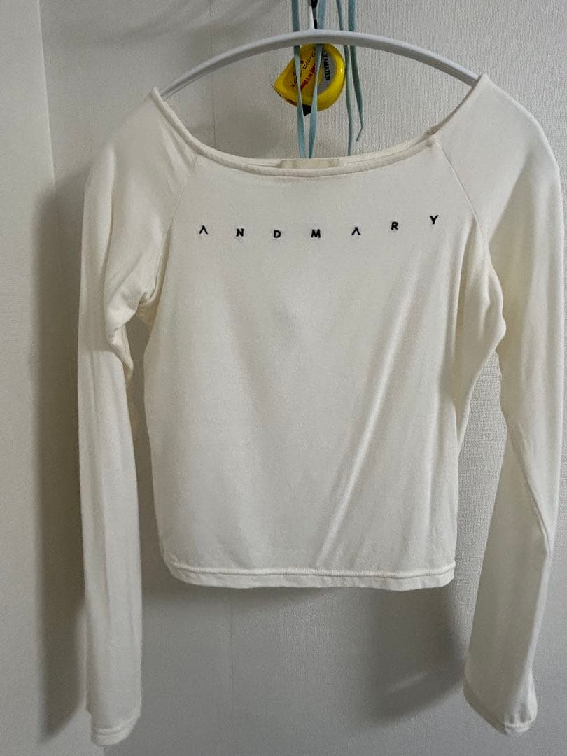 トップス andmary Mary sheer logo tops ivory