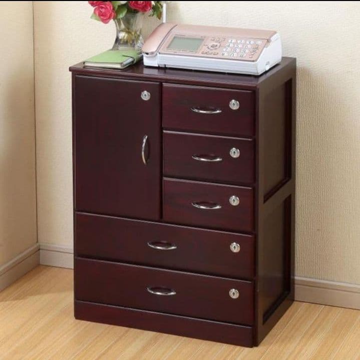 全段鍵付きチェスト 桐製 マルチチェスト FAX台 電話台 チェスト つ228