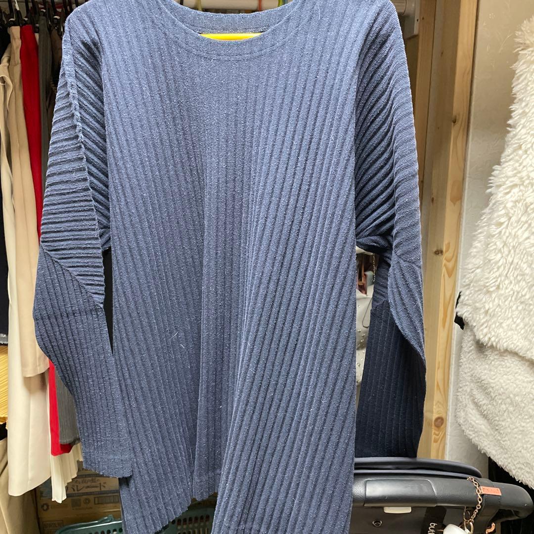 ISSEY MIYAKE HOMME PLISSE 長袖カットソー ダークブルー