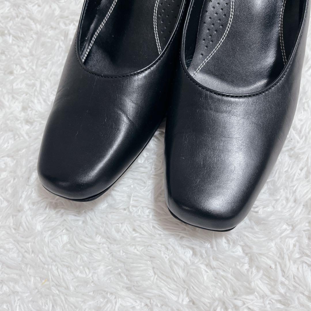 未使用✨REGAL スクエアパンプス レザー　定番　シンプル　黒　24.5