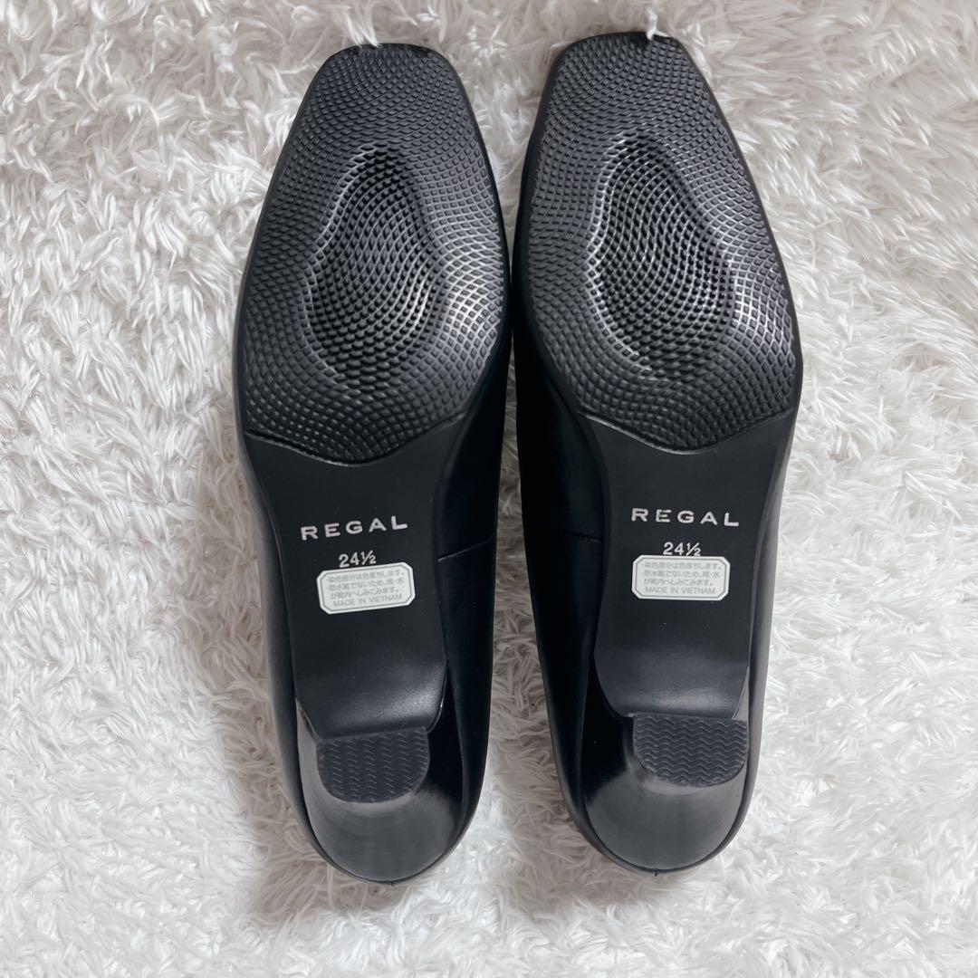 未使用✨REGAL スクエアパンプス レザー　定番　シンプル　黒　24.5