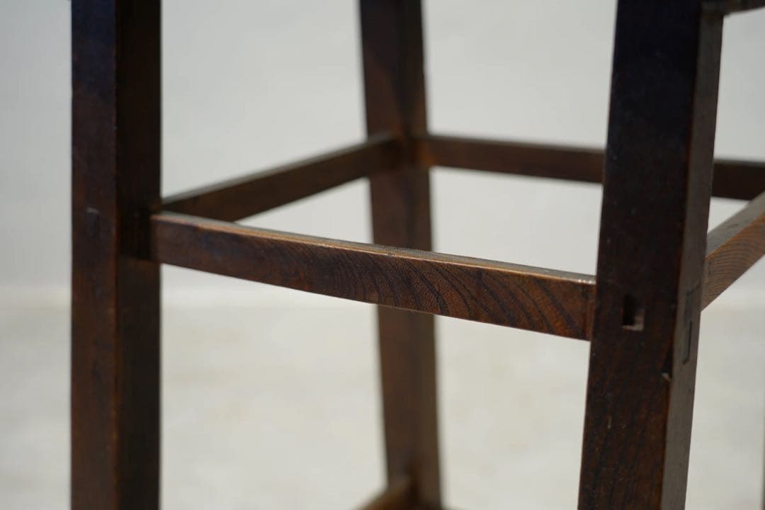 スクエアスツール　古木　木製椅子　楢材　大正時代