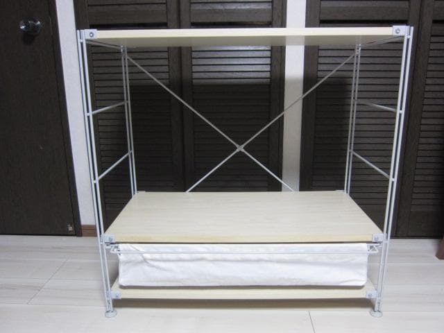 MUJI /無印良品　スチールユニットシェルフ3段　ワイヤーバスケット×1