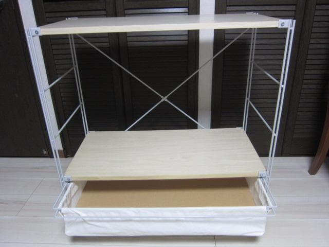 MUJI /無印良品　スチールユニットシェルフ3段　ワイヤーバスケット×1