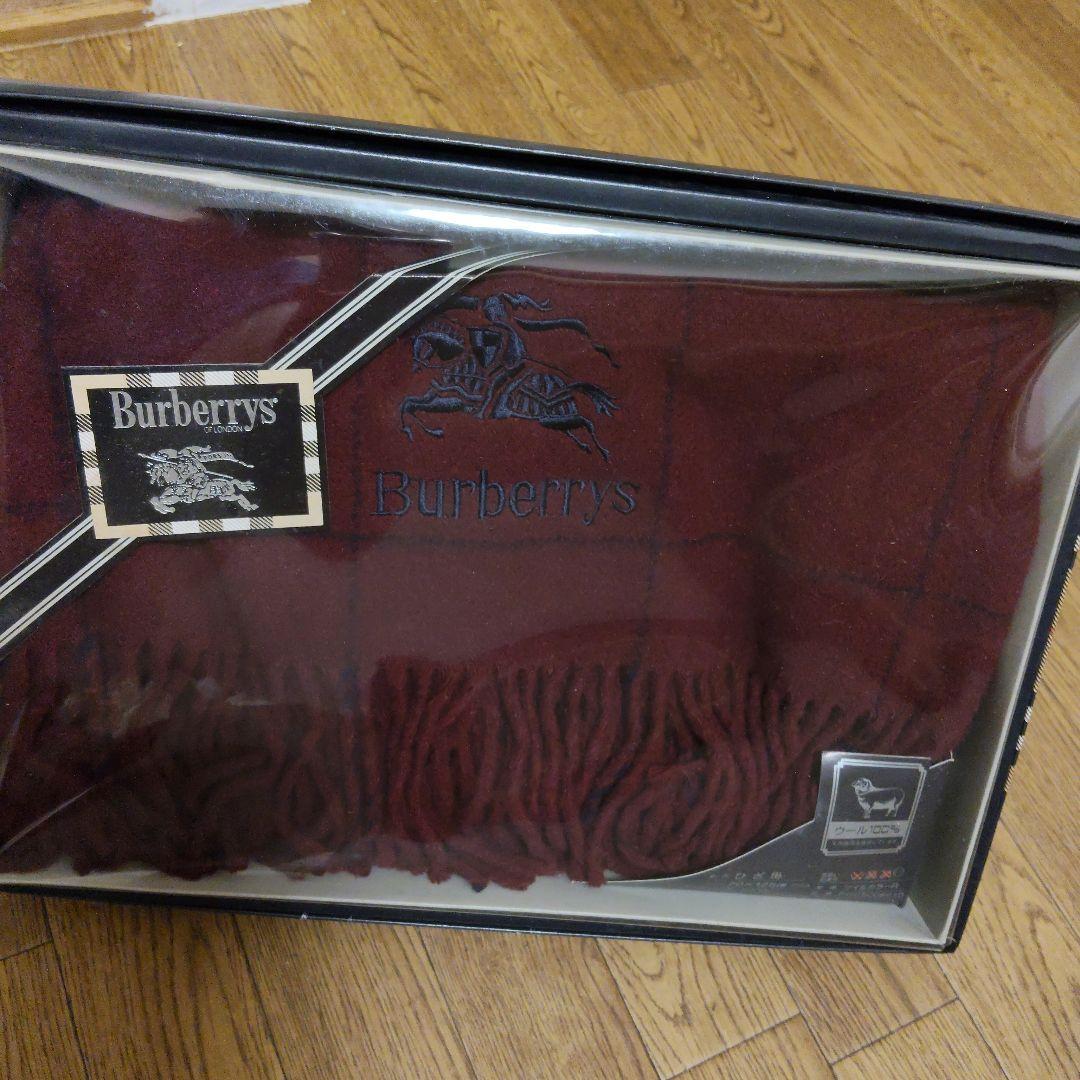 Burberrys バーガンディ フリンジ付きブランケット