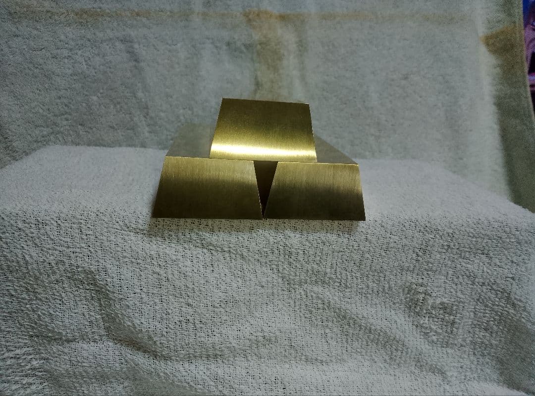 真鍮製台形型インゴット　６面サンドペーパー１０００番仕上げ３本セット　IG−３
