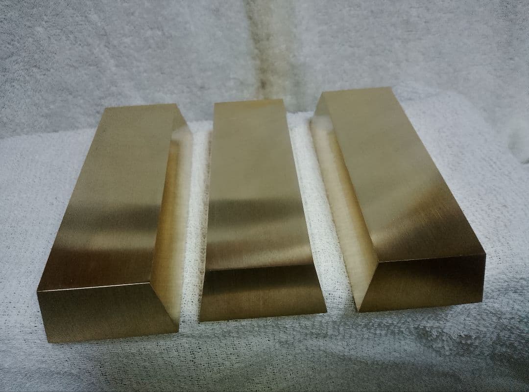 真鍮製台形型インゴット　６面サンドペーパー１０００番仕上げ３本セット　IG−３