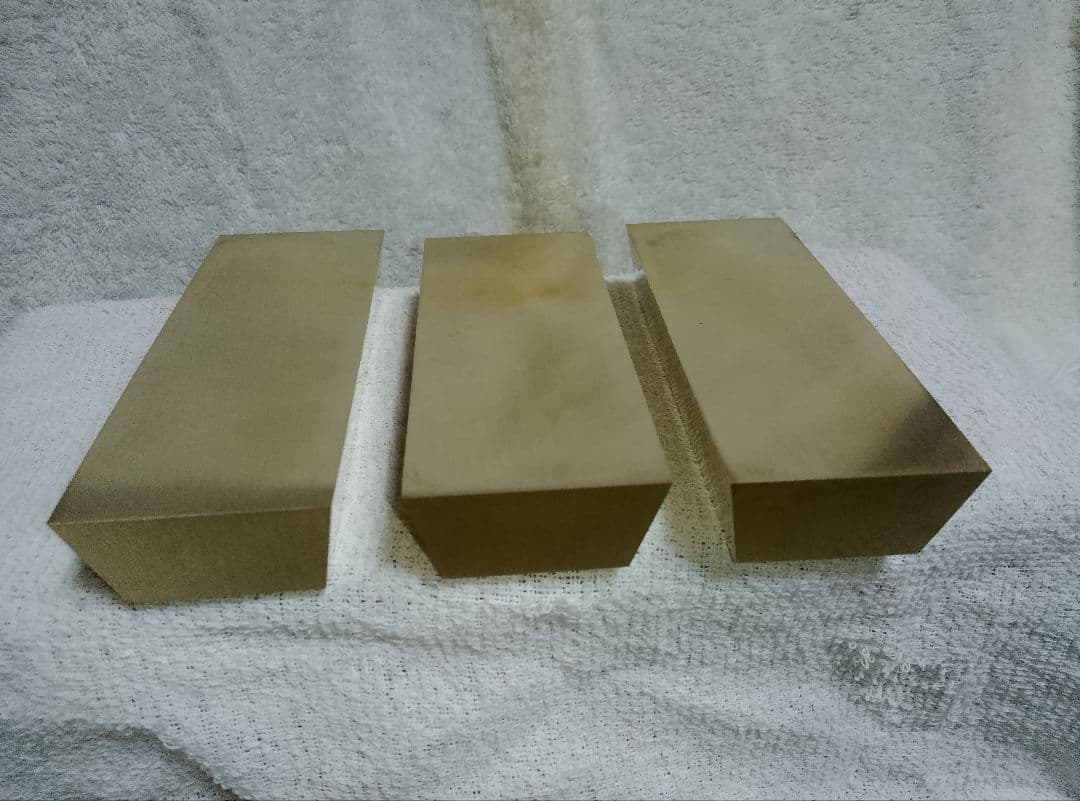 真鍮製台形型インゴット　６面サンドペーパー１０００番仕上げ３本セット　IG−３