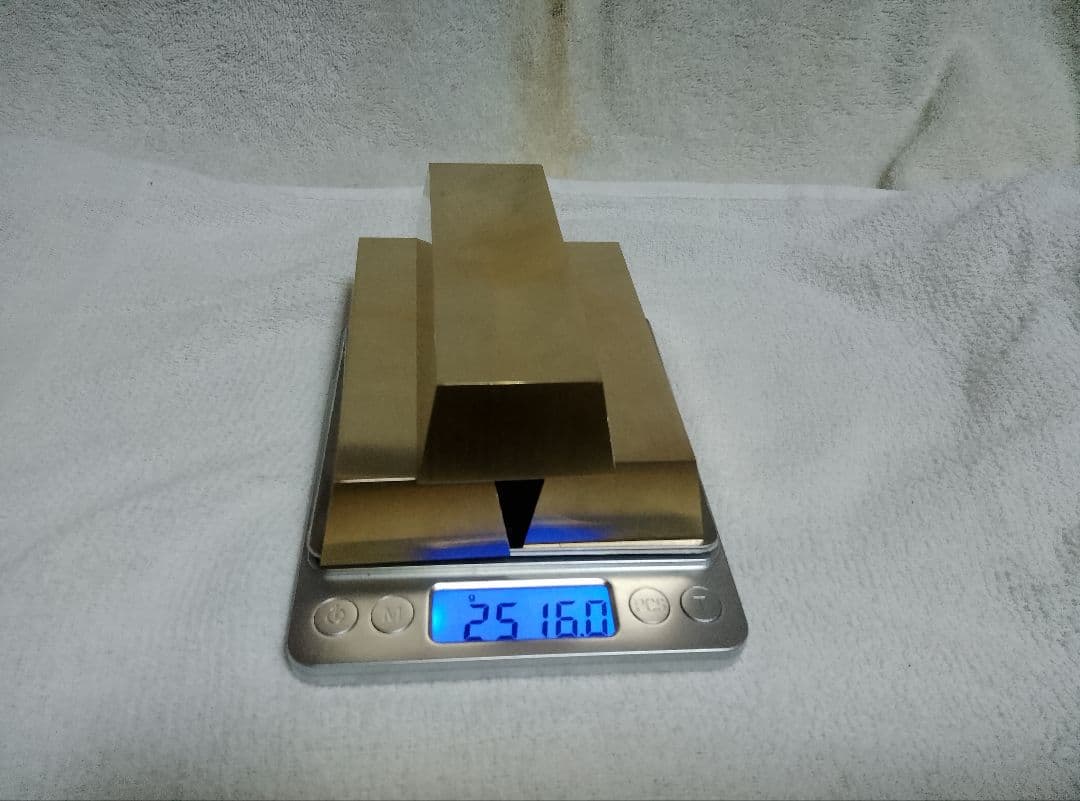 真鍮製台形型インゴット　６面サンドペーパー１０００番仕上げ３本セット　IG−３