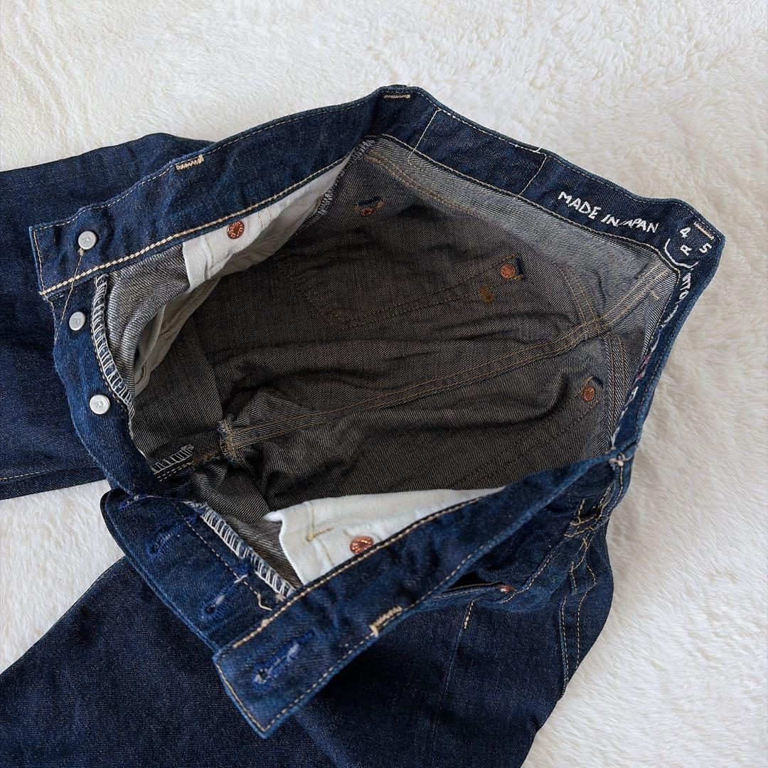 美品【45R】再び6.5空比古比女 デニムパンツ セルビッジ ボタンフライ 30