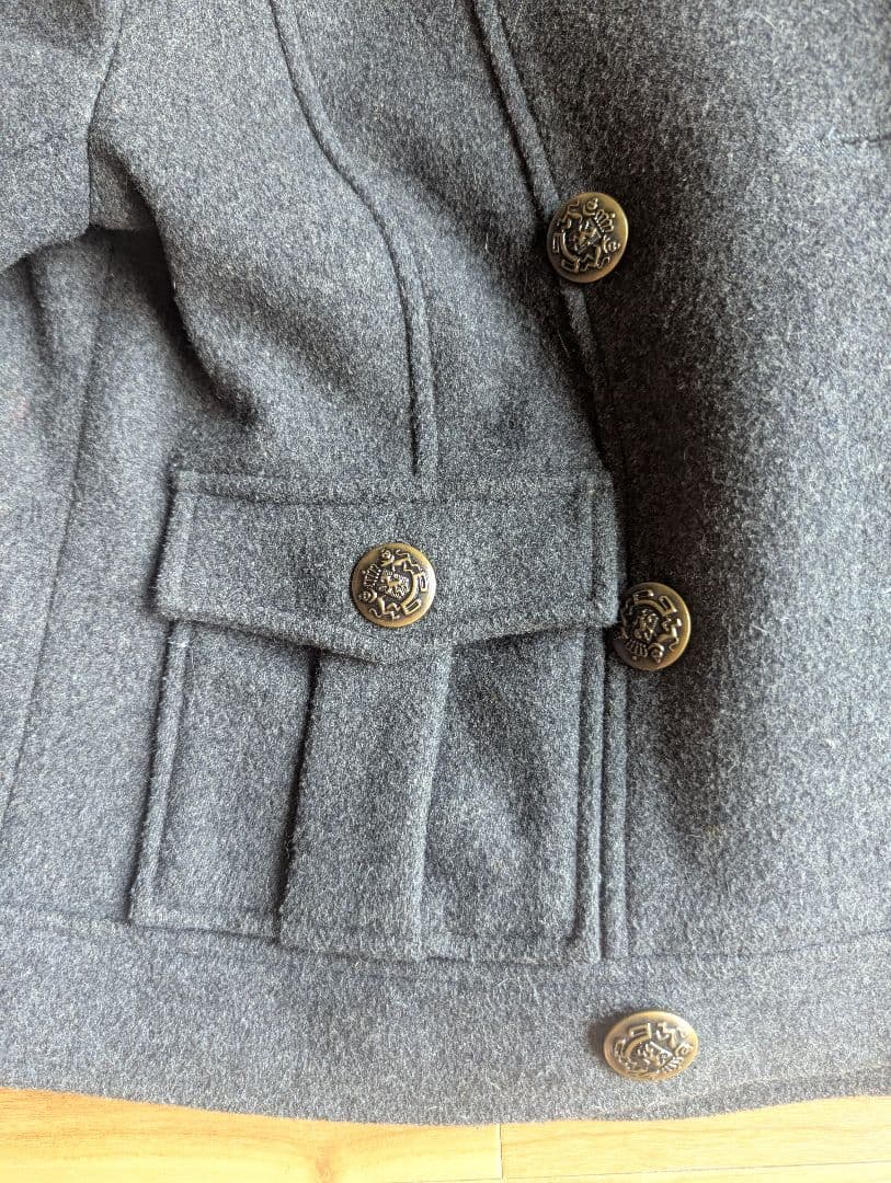 ウール混紡 ミリタリージャケット グレー