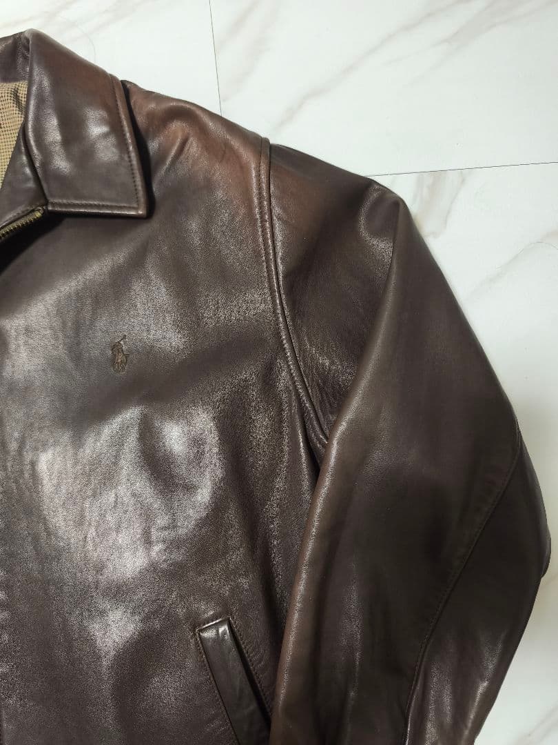 90s ポロラルフローレン スウィングトップ ラムレザー 羊革 M ジャケット